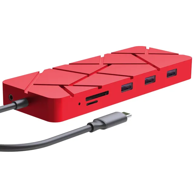 Guanda GD1 Hub USB-C 13 in 1 Rosso 4K PD